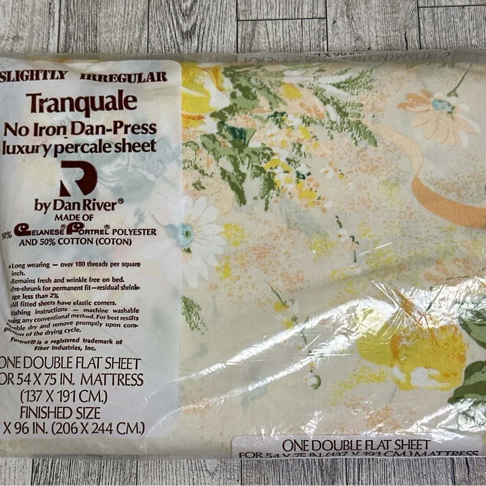Tranqual By Dan River Double Flat Sheet Floral Slightly Irregular Luxury Percale